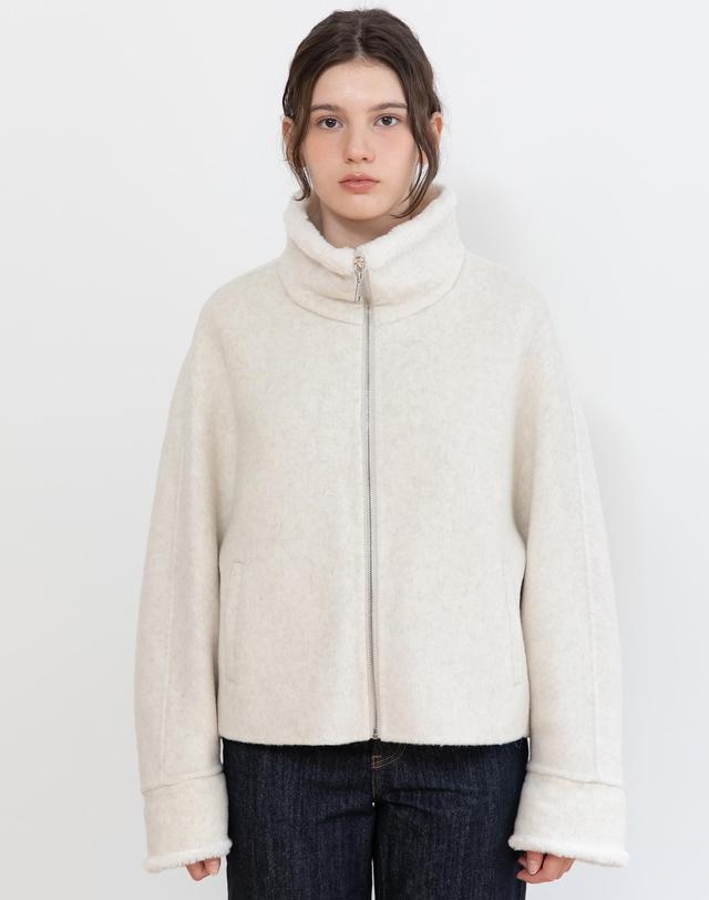 제이마크뉴욕 [11/6 예약배송] High-neck zip-up wool coat_2color 착용컷