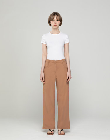 Straight fit pants -Beige