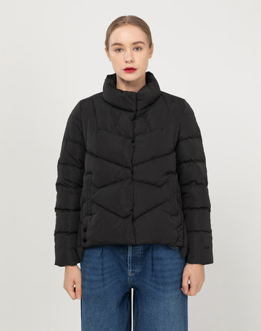 High neck slit down padding - Black