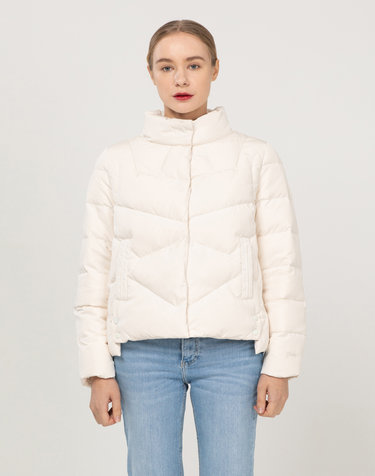 High neck slit down padding - Cream