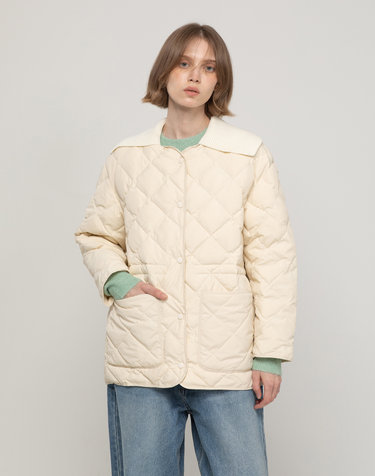 Knitwear coloring quilting down padding - Ivory