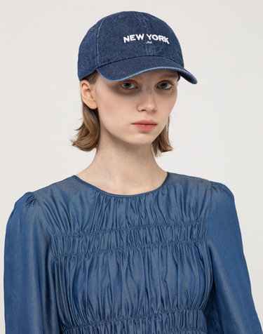 Denim signature logo ball cap - Blue