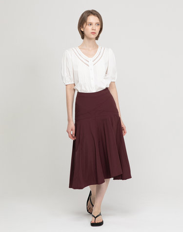 Flare long skirt - Wine