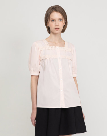 Square-neck blouse - pink