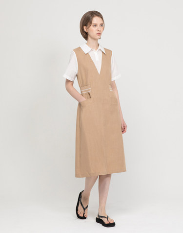 Layered shirt dress - Beige