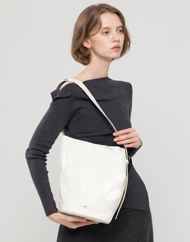 BELLA leather shoulder bag - Cream