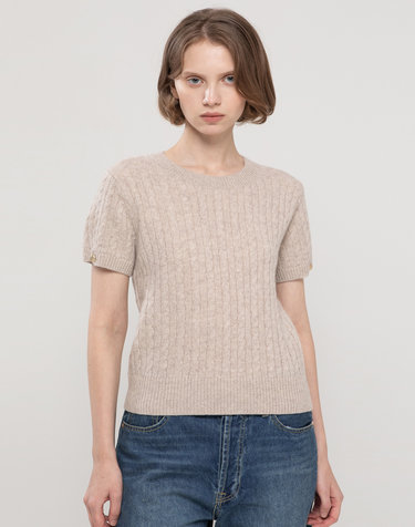 Wool-cable knitwear – Beige