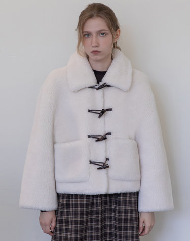 Lambswool classic duffle jacket - Ivory