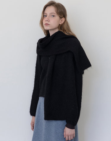 Boucle crop cardigan - Black