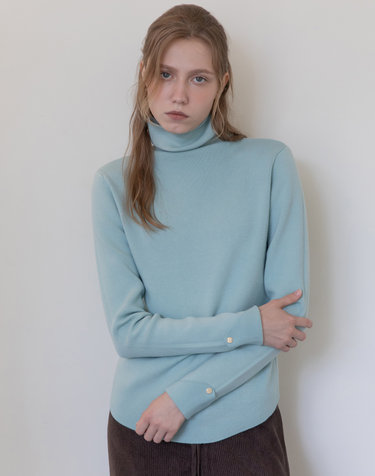 Wool blended turtleneck knitwear - Mint