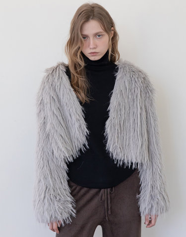 Fur crop jacket - Gray