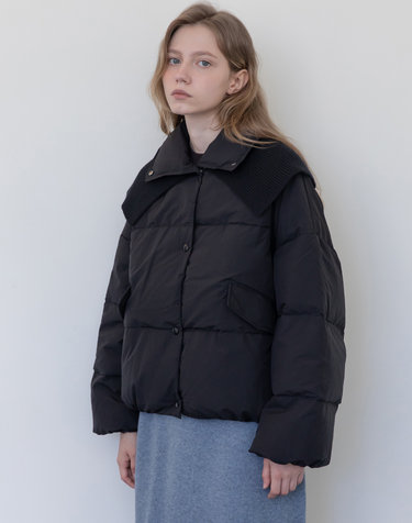 Knit collar overfit padding - Black