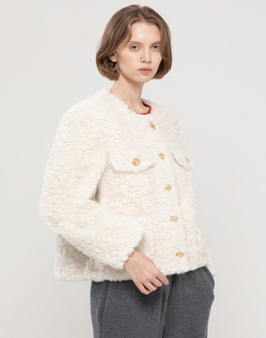 Lamswool Out Pocket Tweed Jacket - Ivory