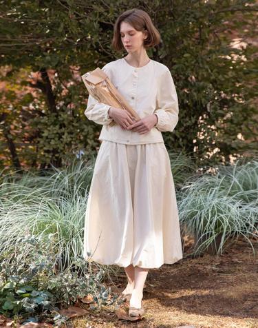 Volume long skirt - Cream