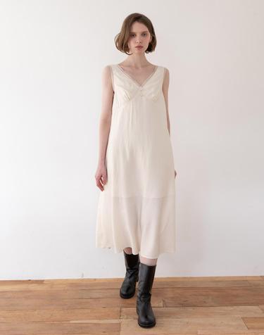 Sleeveless slim dress - Cream
