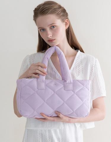 Stripe padded tote bag - Lavender