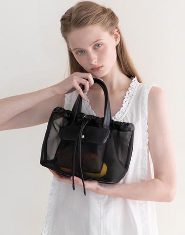 Luna see-through tote bag - Black