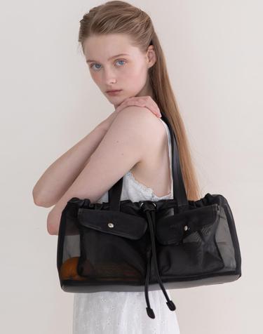 Luna see-through tote bag - Black