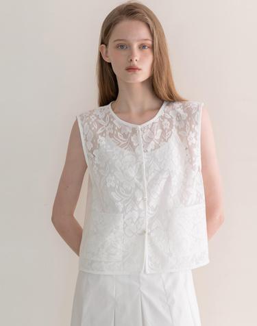 Lace vest - White