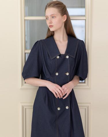 Double-button dress - Indigo