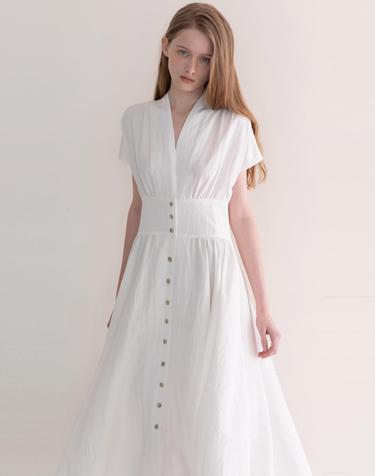 Button maxi dress - White
