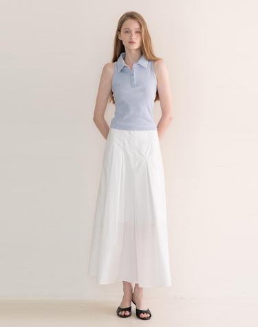 Pintuck long skirt - White