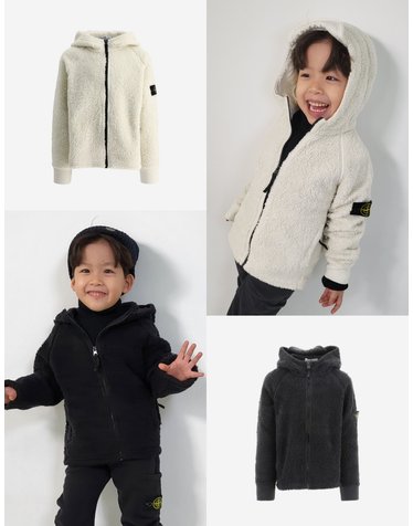 스톤아일랜드 키즈 와펜패치 후리스 집업후드 자켓 771660343 6-8Y