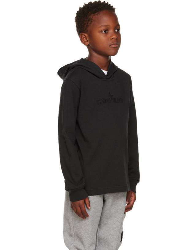 스톤아일랜드 스톤아일랜드 키즈 블랙 자수 후디 771620550 10A 12A 착용컷