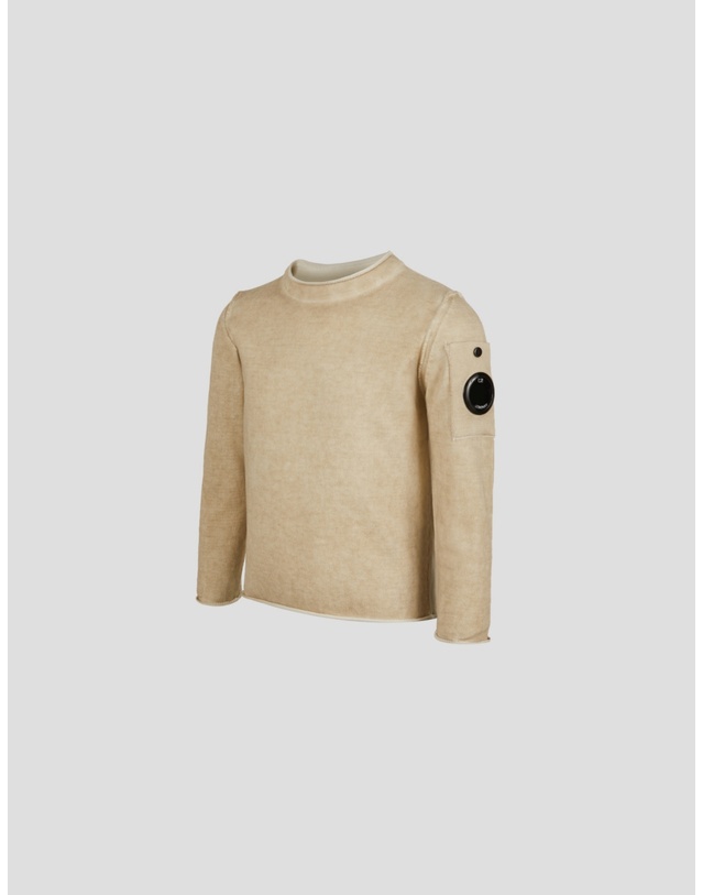씨피컴퍼니 CP COMPANY U16 로고패치 크루넥 코튼 니트 12CKKN049C 14A 착용컷