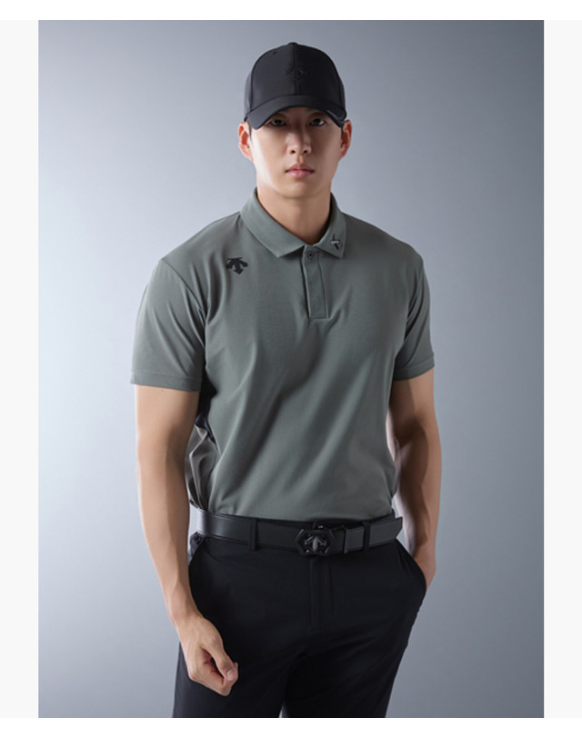 데상트 골프 남성 센시티브R 유로저지 반팔 티셔츠 (DQ11MFTS2A) 착용컷