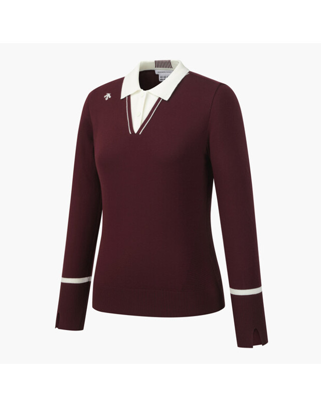 데상트 골프 여성 카라 긴팔 풀오버 DR12WFKP21 착용컷