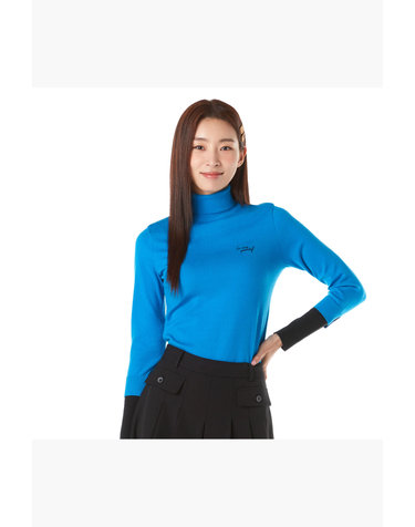 여성 소매 배색 하이넥 스웨터 (GP322LKP95)