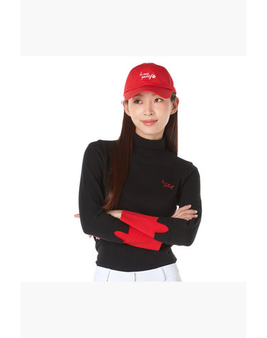 여성 소매 배색 하이넥 스웨터 (GP322LKP95)