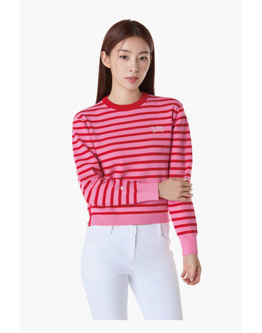 여성 스트라이프 라운드 스웨터 (GQ122LKP12)