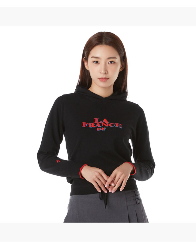 르꼬끄 스포르티브 르꼬끄 골프 여성 2way 후드 방풍 스웨터 (GP422LKPO2) 착용컷
