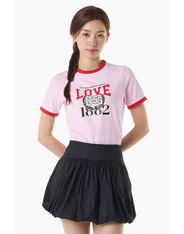 여성 빅프린트 라운드넥 링거 반팔 티셔츠 (GQ222LRS41)