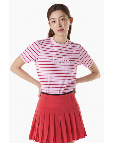 여성 스트라이프 라운드넥 반팔 티셔츠 (GQ222LRS44)