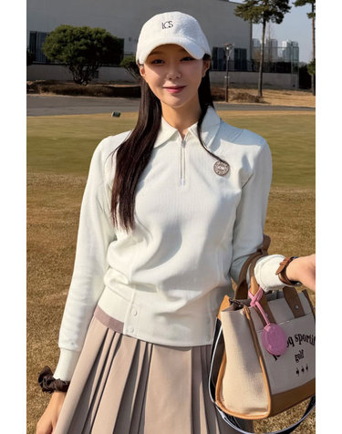 여성 골지 기모 반집업 티셔츠 _CREM GQ422LTLO1