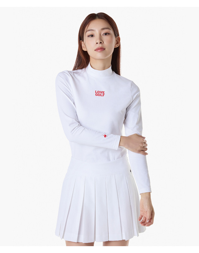 르꼬끄 스포르티브 르꼬끄 골프 여성 골지 하이넥 티셔츠 (GQ122LIL21) 착용컷