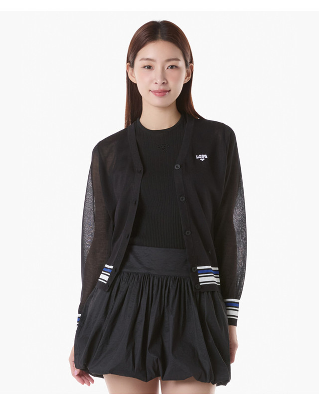 르꼬끄 스포르티브 르꼬끄 골프 여성 V넥 배색포인트 여름 가디건 (GQ222LKC41) 착용컷