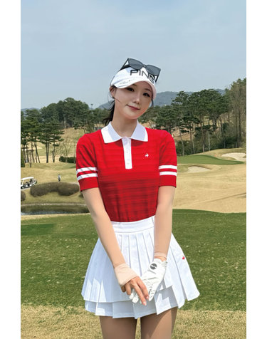 여성 드라이 카라 반팔 스웨터 _RED0 GR222LKP51