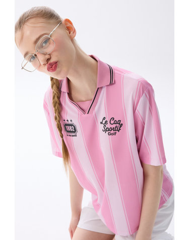 공용 블록코어 스트라이프 사커 티셔츠 _PINK GR222LTS46