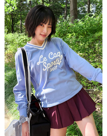 [배우 정혜성 PICK] 여성 메쉬 브이넥 래글런 긴팔 티셔츠 _LBLU GR322LRL81