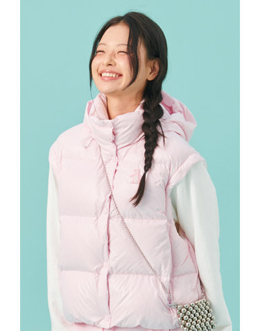 여성 소매 디테쳐블 푸퍼 다운 베스트 라이트핑크 MQ422PJPO2