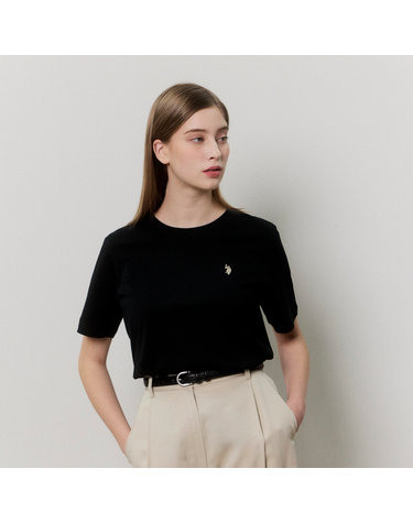 [USPA] 여성 코튼 반팔 라운드 티셔츠 (블랙)_WP26-T205