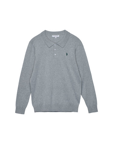 [USPA] 남성 긴팔 카라 니트 (멜란지 그레이)_MP26-KT110