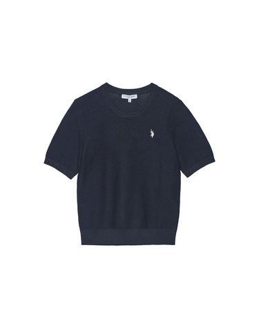 [USPA] 여성 반팔 린넨 블렌디드 니트 (다크 네이비)_WP26-KT210