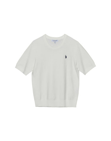 [USPA] 여성 반팔 린넨 블렌디드 니트 (크림)_WP26-KT212