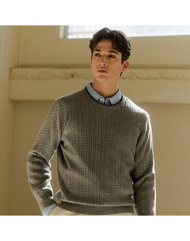 [USPA] 남성 긴팔 라운드 니트 (멜란지 그레이)_MP26-KT107