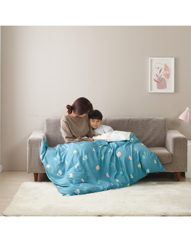 폭스베딩 [폭스베딩[ 헝가리 구스 대형 캠핑 담요+커버set(2컬러) - 300g 화이트 착용컷